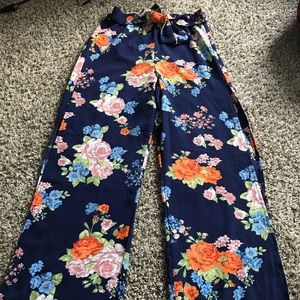 Blue orange and pink loose floral pants